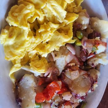 Huckleberry’s - Eggs and Red Potatoes with bell peppers and onions added. - American Near Me - Clovis, California