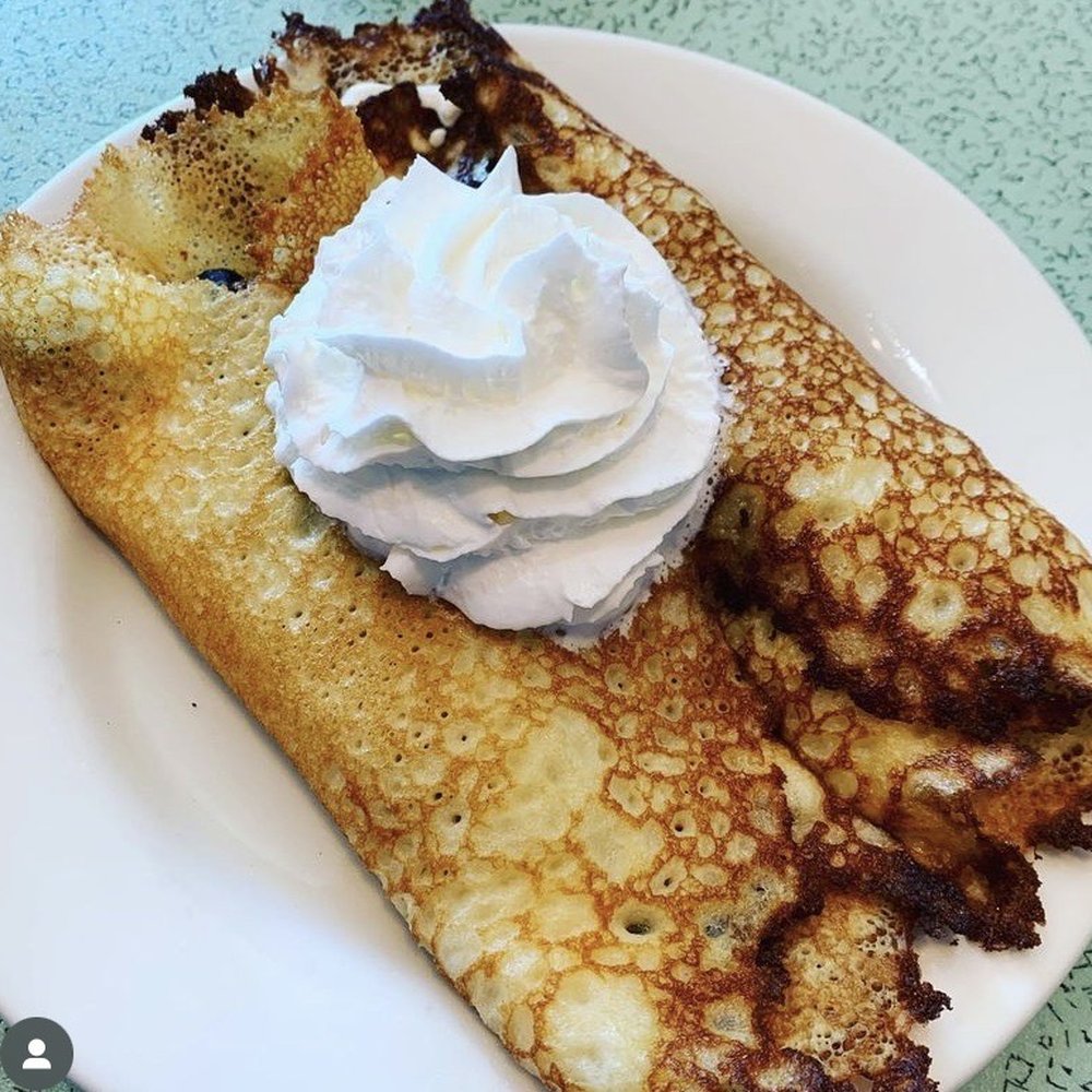 P&G's Pamela's Diner - Blueberry Pamela's Famous Crepe Hotcakes with blueberries and sour cream - Breakfast & Brunch Near Me - Pittsburgh, Pennsylvania P&G's Pamela's Diner - Blueberry Pamela's Famous Crepe Hotcakes with blueberries and sour cream - Breakfast & Brunch Near Me - Pittsburgh, Pennsylvania