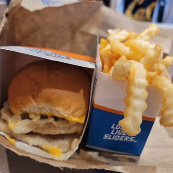 White Castle - Double cheese slider and fries. The bottom bunk is a bit soggier than my liking! - Fast Food Near Me - Las Vegas, Nevada White Castle - Double cheese slider and fries. The bottom bunk is a bit soggier than my liking! - Fast Food Near Me - Las Vegas, Nevada