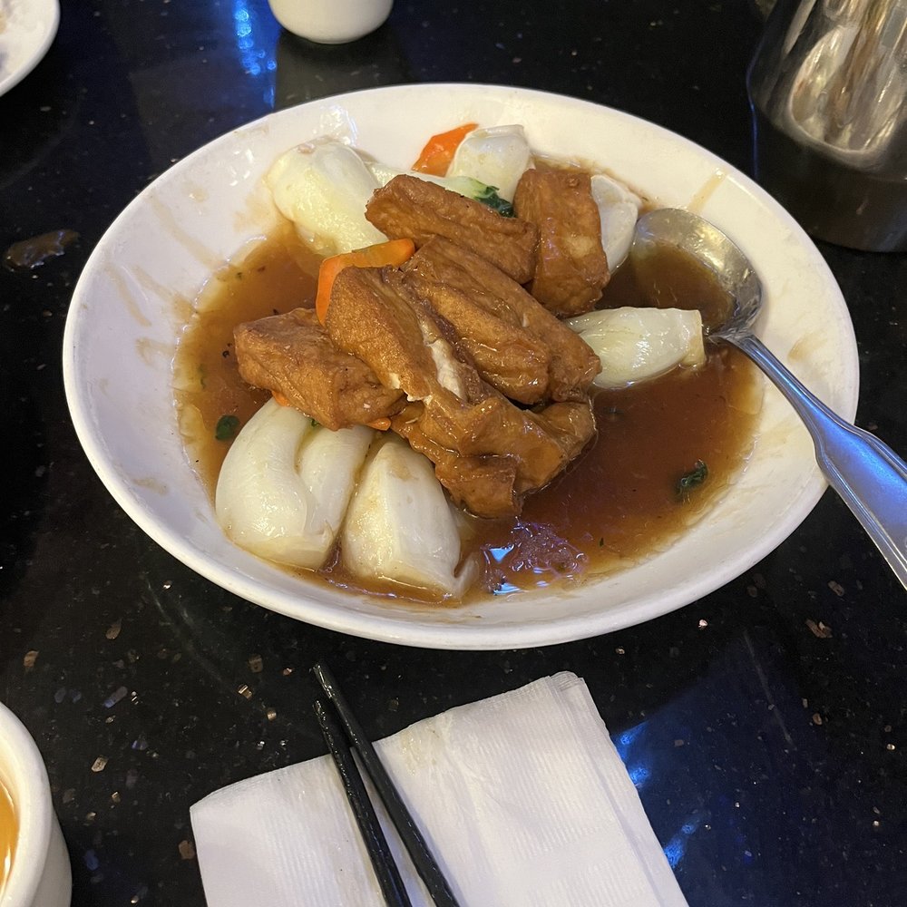 Tasty Kitchen - Braised Tofu and Veggie with Black Mushroom (we had already eaten like half of it it was so good) - Cantonese Near Me - Davis, California