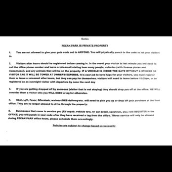 Pecan Park Riverside RV Park - Many gates on the property... Here all the rules - RV Parks Near Me - San Marcos, Texas Pecan Park Riverside RV Park - Many gates on the property... Here all the rules - RV Parks Near Me - San Marcos, Texas