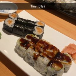 If u want overpriced bite sized sushi come here. Also bonus free hair with every meal. Disgusting.