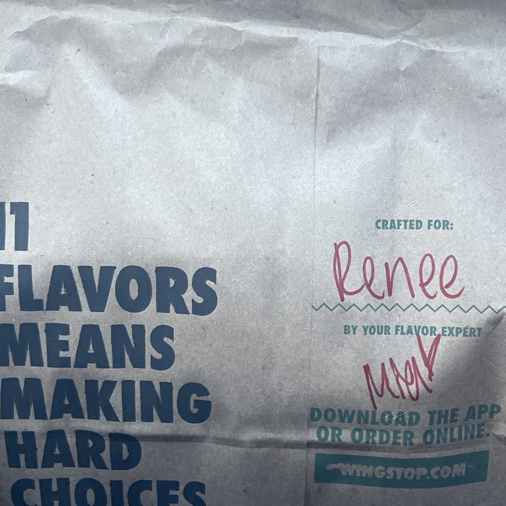 Wingstop - to go bag w her name ! - Chicken Wings Near Me - San Marcos, Texas Wingstop - to go bag w her name ! - Chicken Wings Near Me - San Marcos, Texas