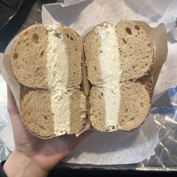 Everything bagel with plain cream cheese