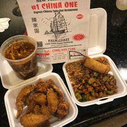 China One Restaurant - App-Chicken wings , Soup- large hot &sour, lunch special- Kung Pao Chicken no peanuts extra spicy!!! Delicious I will definitely return.