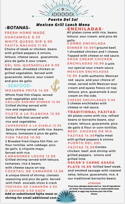 Menu photo 3 Puerto del Sol Mexican Grill Catoosa, OK