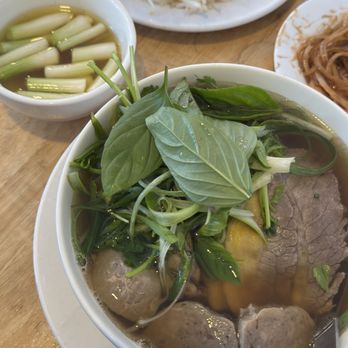 Pho Thin - Pho Nam, gau, & bo vien with a side of fatty broth with scallions & vinegar onions - Vietnamese Near Me - Westminster, California