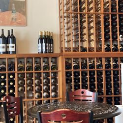 Wall of wine seating for tastings