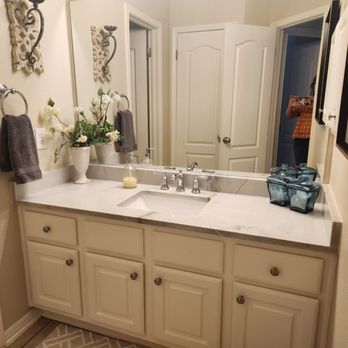 Anchor Floors - Bathroom with new sink faucet and countertop! - Flooring Near Me - Cedar Park, Texas