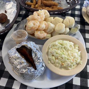 The Crab Shack - Panned in butter shrimp and scallops with coleslaw and sweet potato 08/2026 $36 - Seafood Near Me - Salter Path, North Carolina The Crab Shack - Panned in butter shrimp and scallops with coleslaw and sweet potato 08/2026 $36 - Seafood Near Me - Salter Path, North Carolina