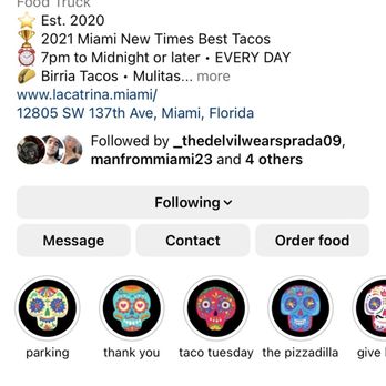 Tiagos Tacos - This is la catrina there way better then Tiagos and on taco Tuesday they have 2 dollars tacos - Food Trucks Near Me - Miami, Florida Tiagos Tacos - This is la catrina there way better then Tiagos and on taco Tuesday they have 2 dollars tacos - Food Trucks Near Me - Miami, Florida