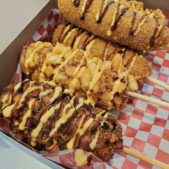 Pat Supermarket - 2 original hot dogs, 3 half cheese&hot dog with sweet potato (left) potato (middle) and ramen (right) - Grocery Near Me - Mississauga, Ontario Pat Supermarket - 2 original hot dogs, 3 half cheese&hot dog with sweet potato (left) potato (middle) and ramen (right) - Grocery Near Me - Mississauga, Ontario