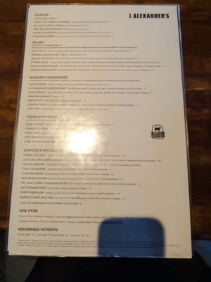 Menu photo 1 J. Alexander's Restaurant Overland Park, KS Menu photo 1 J. Alexander's Restaurant Overland Park, KS