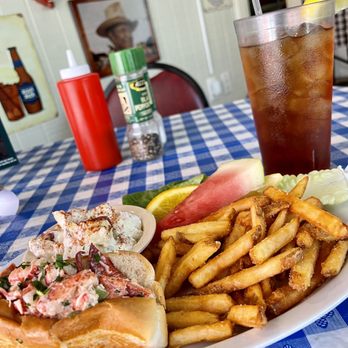 Tonys Chowder House - Lobster Roll, French fries and potato salad. - Seafood Near Me - Mount Dora, Florida