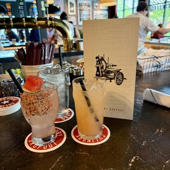 Culinary Dropout - Watermelon margarita and a peach cocktail made with high noon - New American Near Me - Omaha, Nebraska Culinary Dropout - Watermelon margarita and a peach cocktail made with high noon - New American Near Me - Omaha, Nebraska
