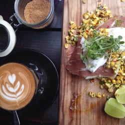 Barefoot Barista - Love love love this place. Amazeballs food. Check out my latte and breakie! Yum!!