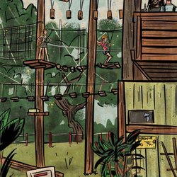 Cocoa Beach Aerial Adventures - My view from my picnic table. Artwork by Keelan Parham. @EatDrinkTravelDraw ArtisticTalentGroup.com