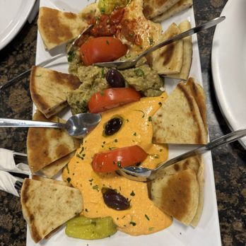 Chris' Taverna - Hummus, baba ghanoush, and double spicy feta - Greek Near Me - Lake Worth, Florida Chris' Taverna - Hummus, baba ghanoush, and double spicy feta - Greek Near Me - Lake Worth, Florida