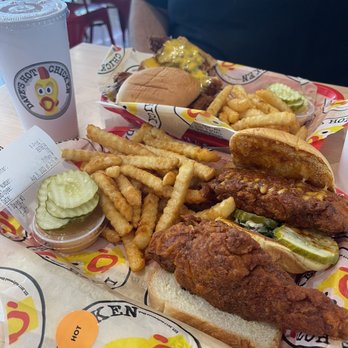 Dave's Hot Chicken - Slider & tender combo and for tender seasoning got Hot - Chicken Shop Near Me - Fort Worth, Texas