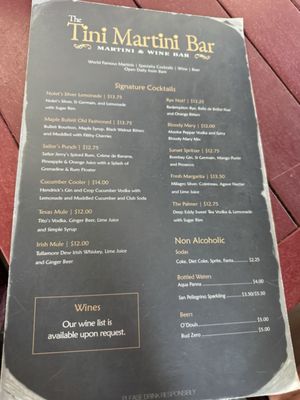 Menu photo 1 The Tini Martini Bar St Augustine, FL Menu photo 1 The Tini Martini Bar St Augustine, FL