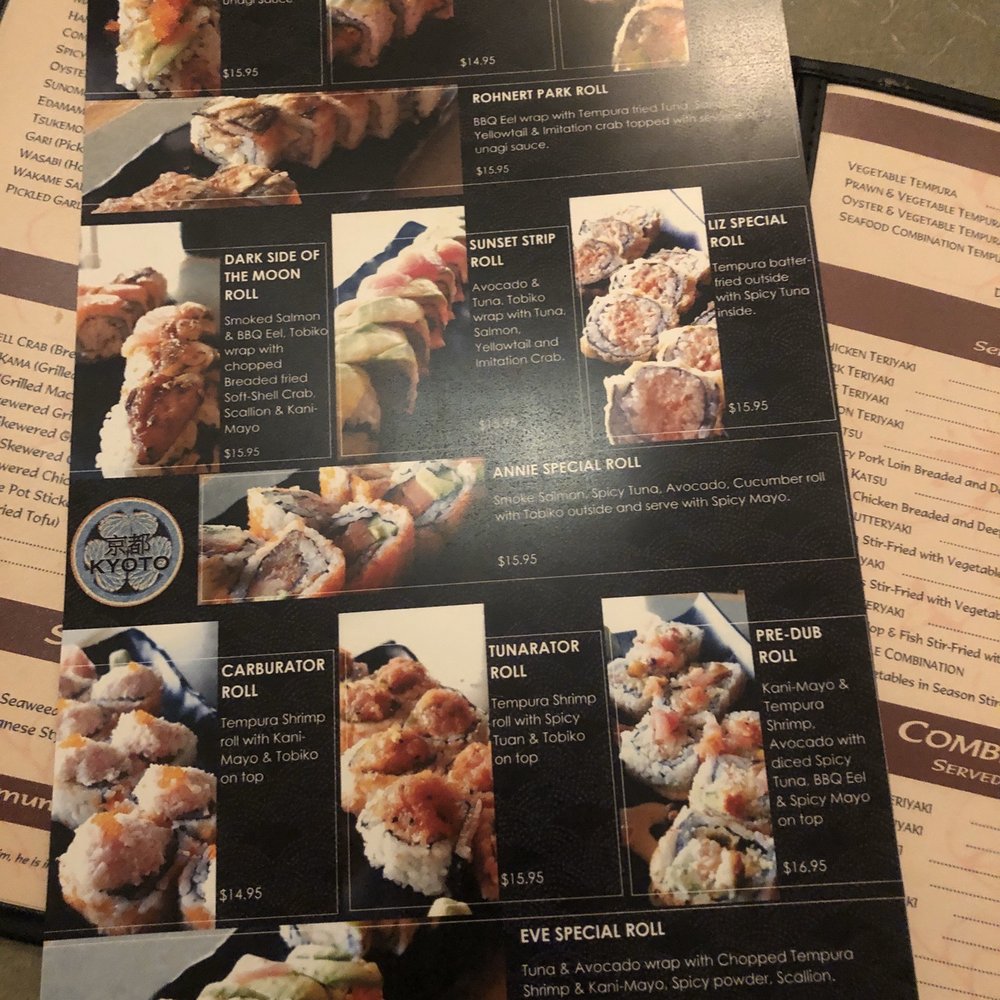Kyoto Restaurant - Love the new photo menu inserts! - Japanese Near Me - Rohnert Park, California Kyoto Restaurant - Love the new photo menu inserts! - Japanese Near Me - Rohnert Park, California
