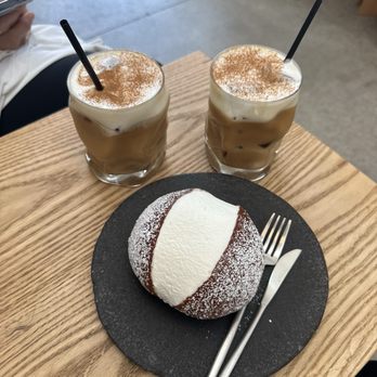 Modu Cafe - Iced Modu Latte and Cream Donut - Coffee & Tea Near Me - Los Angeles, California