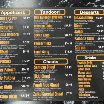 Zaika - Menu page with appetizers, desserts, and drinks. - Indian Near Me - Bondurant, Iowa Zaika - Menu page with appetizers, desserts, and drinks. - Indian Near Me - Bondurant, Iowa