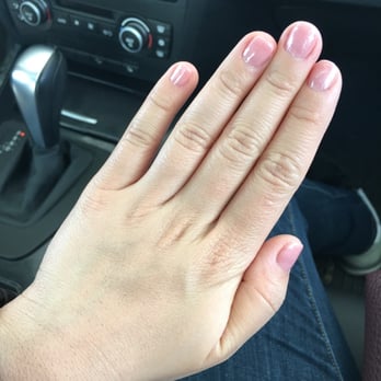 Queen Nails - Shellac manicure in nude knickers with a top layer of grapefruit sparkle. I like to keep it cleans and simple :) - Nail Salons Near Me - Etobicoke, Ontario