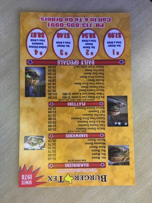 Menu photo 5 Burger Tex Houston, TX