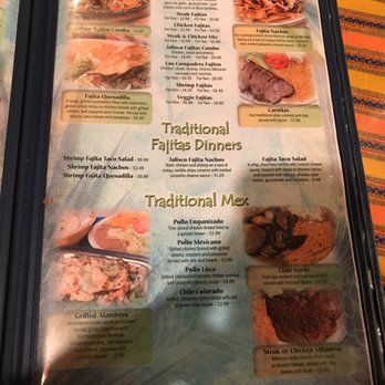 Cuerno Grill - Fajita section of the menu - Mexican Near Me - Mount Juliet, Tennessee
