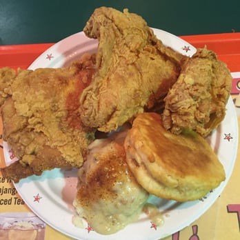 Bojangles - 3 pieces breasts and wing, mashed potatoes & gravy and biscuit.  Yummy. - Fast Food Near Me - Durham, North Carolina