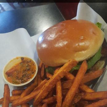 The Vault Bar & Grill - Advocado burger, no onions add bacon, sweet potatoes fries and spicy Buffalo sauce...all delicious! oh, and a red beer - American Near Me - Porterville, California The Vault Bar & Grill - Advocado burger, no onions add bacon, sweet potatoes fries and spicy Buffalo sauce...all delicious! oh, and a red beer - American Near Me - Porterville, California