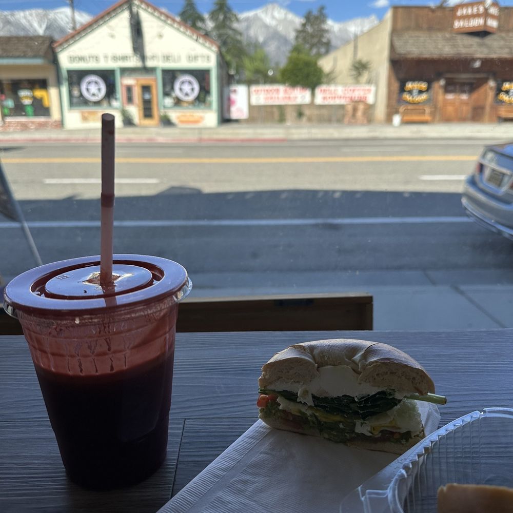 Vibras Juice Bar - Mt Whitney juice and veggie breakfast bagel. So yummy ! - Coffee & Tea Near Me - Lone Pine, California Vibras Juice Bar - Mt Whitney juice and veggie breakfast bagel. So yummy ! - Coffee & Tea Near Me - Lone Pine, California