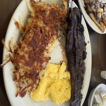 Alexanders Restaurant & Pancake House - Skirt Steak & Eggs with hashbrowns - Breakfast & Brunch Near Me - Stickney, Illinois Alexanders Restaurant & Pancake House - Skirt Steak & Eggs with hashbrowns - Breakfast & Brunch Near Me - Stickney, Illinois