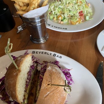 Beverly Bar - Chicken Sandwich, Fries and Chopped Salad - Wine Bars Near Me - Beverly Hills, California