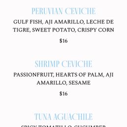 Ceviche menu Ceviche menu