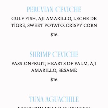 Bésame - Ceviche menu - Tapas/Small Plates Near Me - New Orleans, Louisiana Bésame - Ceviche menu - Tapas/Small Plates Near Me - New Orleans, Louisiana