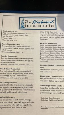 Menu photo 2 The Bluebonnet Cafe and Coffee Bar Valley View, TX Menu photo 2 The Bluebonnet Cafe and Coffee Bar Valley View, TX