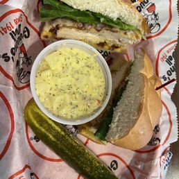 The BLT Chicken Critter w/ potato salad & pickle
