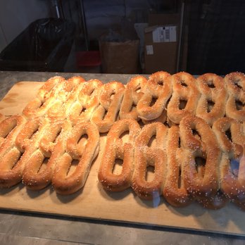 Philly Pretzel Factory - Pretzels under warming lights - Pretzels Near Me - Bellmore, New York