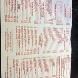 First Garden Chinese Restaurant - Menu second half