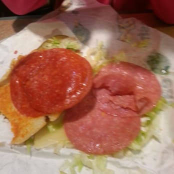 Subway - a pepperoni and lettuce sandwich on a piece of paper - Sandwiches Near Me - Corona, New York Subway - a pepperoni and lettuce sandwich on a piece of paper - Sandwiches Near Me - Corona, New York