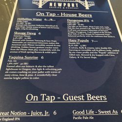 Newport Brewing Company - Menu
