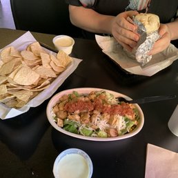 Chicken bowl, queso, & 12 inch burrito. Delicious! Chicken bowl, queso, & 12 inch burrito. Delicious!