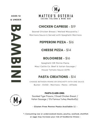 Menu photo 4 Matteo's Osteria Wailea, HI Menu photo 4 Matteo's Osteria Wailea, HI