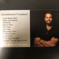 MVMTRx Sports Care and Chiropractic - Card at front desk of American Iron Gym