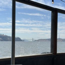 View across the bay from the outdoor seating covered patio.
