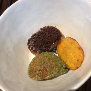 S.K.Y. - Complimentary pastries!!! Corn bread, donut with matcha, cream filled coco powdered...they can do no wrong! - New American Near Me - Chicago, Illinois