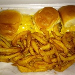 Sliders - 3 hamburger sliders with cheese and fries
