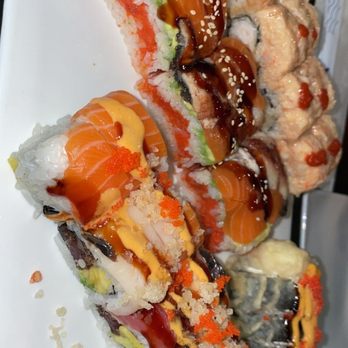 Tenda Asian Fusion - American Dream Sushi Cake Roll in the back left Our Out of Control Roll bottom middle Fried roll is Fire Roll - Asian Fusion Near Me - Brooklyn, New York Tenda Asian Fusion - American Dream Sushi Cake Roll in the back left Our Out of Control Roll bottom middle Fried roll is Fire Roll - Asian Fusion Near Me - Brooklyn, New York